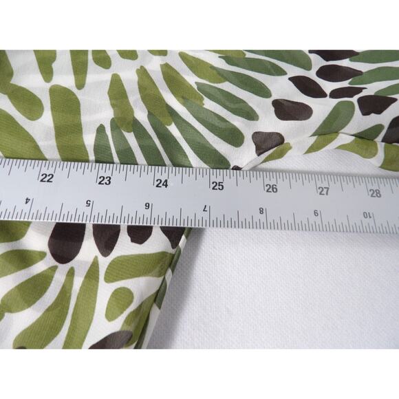 Ashley Stewart 18W Top Blouse Semi Sheer Abstract Smocked Green White Artsy Boho - Picture 8 of 11